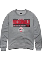 Kayden McDonald  Rally Ohio State Buckeyes Mens Graphite NIL Stacked Box Long Sleeve Crew Sweatshi..