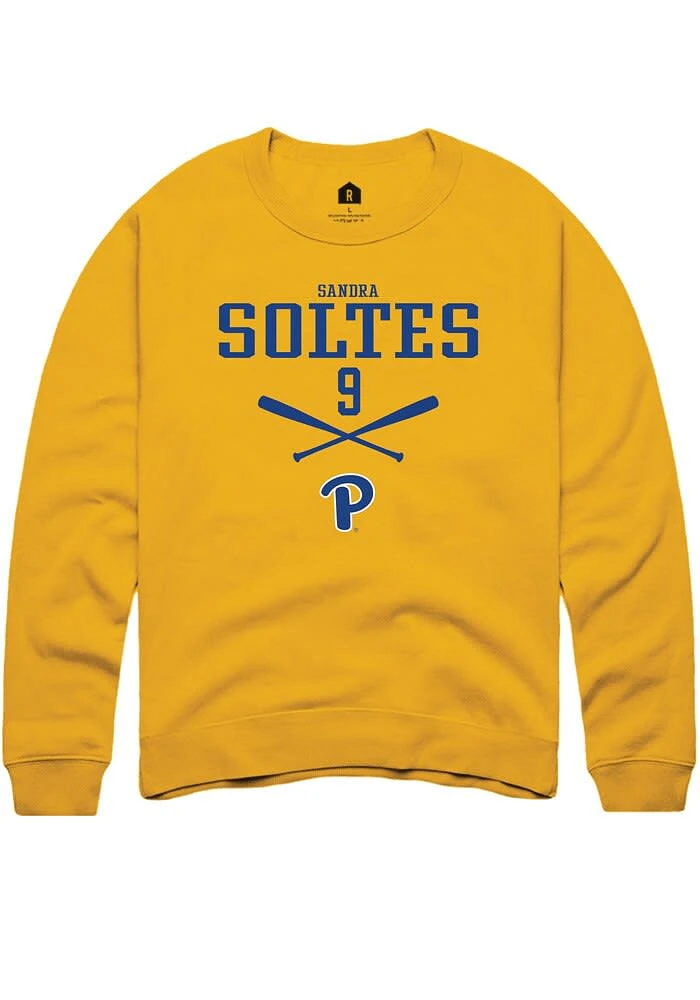 Sandra Soltes Rally Pitt Panthers Mens Gold NIL Sport Icon Long Sleeve Crew Sweatshirt