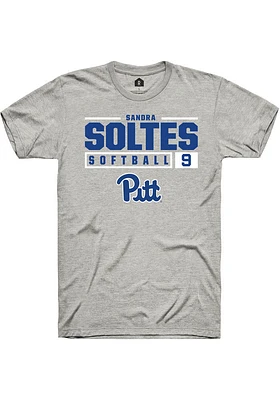 Sandra Soltes  Pitt Panthers Ash Rally NIL Stacked Box Short Sleeve T Shirt