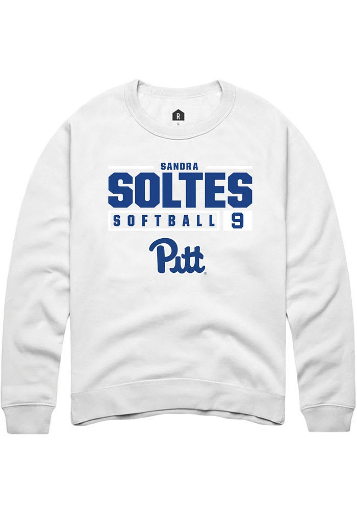 Sandra Soltes Rally Pitt Panthers Mens NIL Stacked Box Long Sleeve Crew Sweatshirt