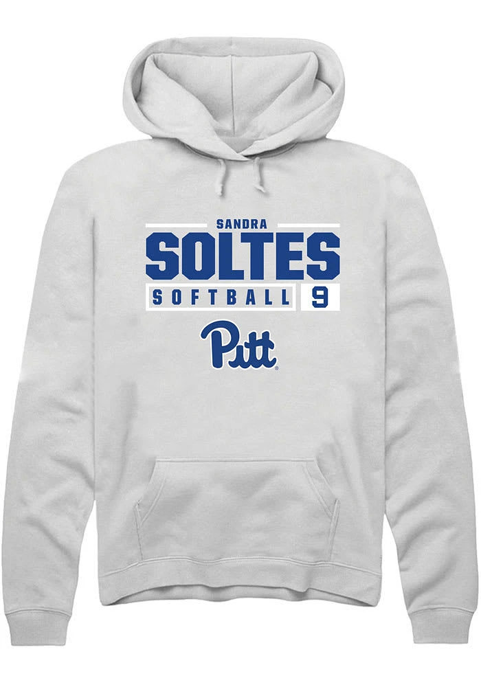 Sandra Soltes Rally Pitt Panthers Mens NIL Stacked Box Long Sleeve Hoodie
