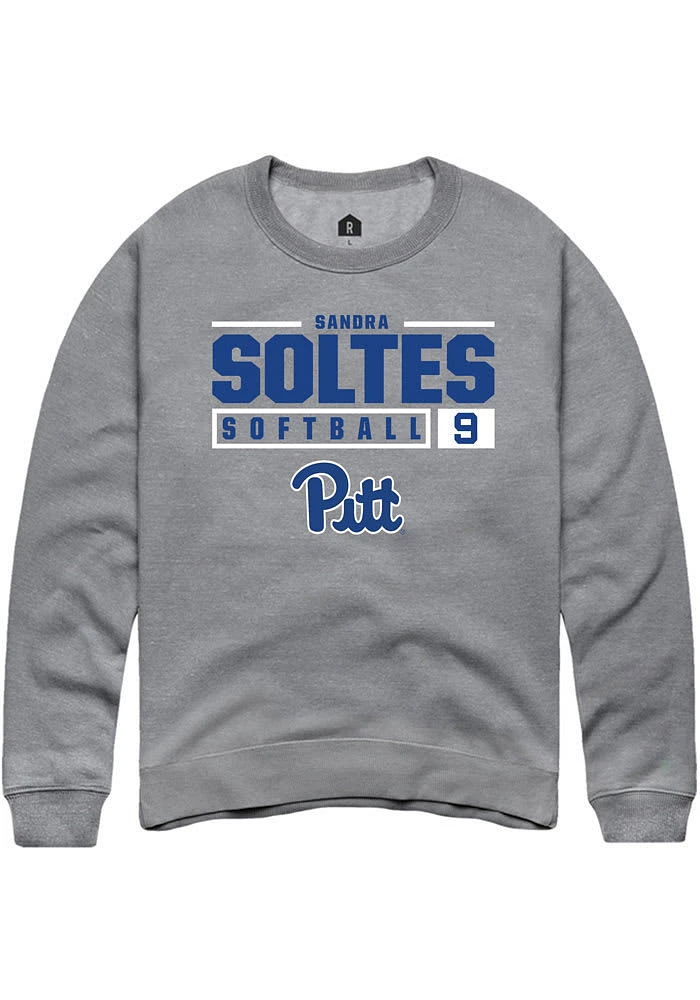 Sandra Soltes Rally Pitt Panthers Mens Graphite NIL Stacked Box Long Sleeve Crew Sweatshirt