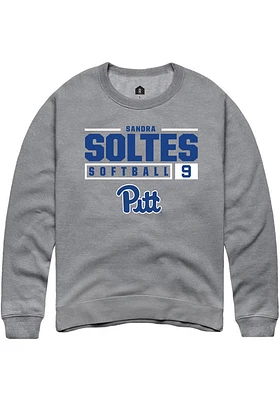 Sandra Soltes  Rally Pitt Panthers Mens Graphite NIL Stacked Box Long Sleeve Crew Sweatshirt
