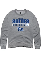 Sandra Soltes  Rally Pitt Panthers Mens Graphite NIL Stacked Box Long Sleeve Crew Sweatshirt