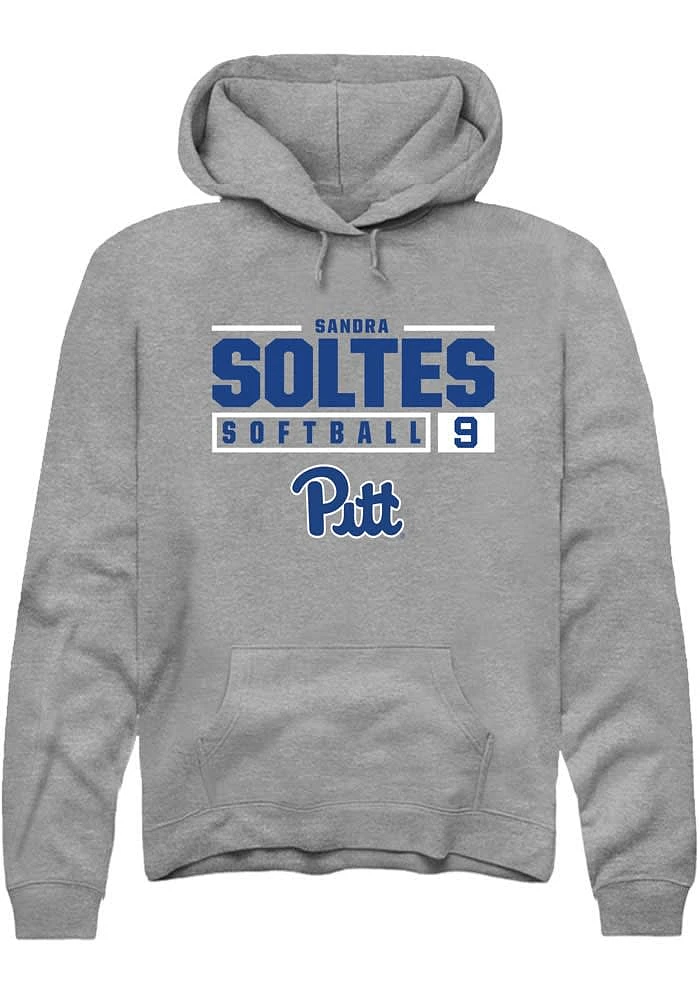 Sandra Soltes Rally Pitt Panthers Mens Graphite NIL Stacked Box Long Sleeve Hoodie