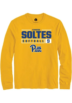 Sandra Soltes  Pitt Panthers Gold Rally NIL Stacked Box Long Sleeve T Shirt