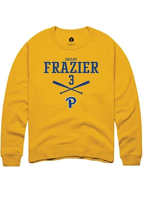 Shelby Frazier  Rally Pitt Panthers Mens Gold NIL Sport Icon Long Sleeve Crew Sweatshirt
