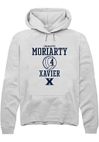 Charlotte Moriarty  Rally Xavier Musketeers Mens White NIL Sport Icon Long Sleeve Hoodie