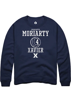 Charlotte Moriarty  Rally Xavier Musketeers Mens Navy Blue NIL Sport Icon Long Sleeve Crew Sweatsh..