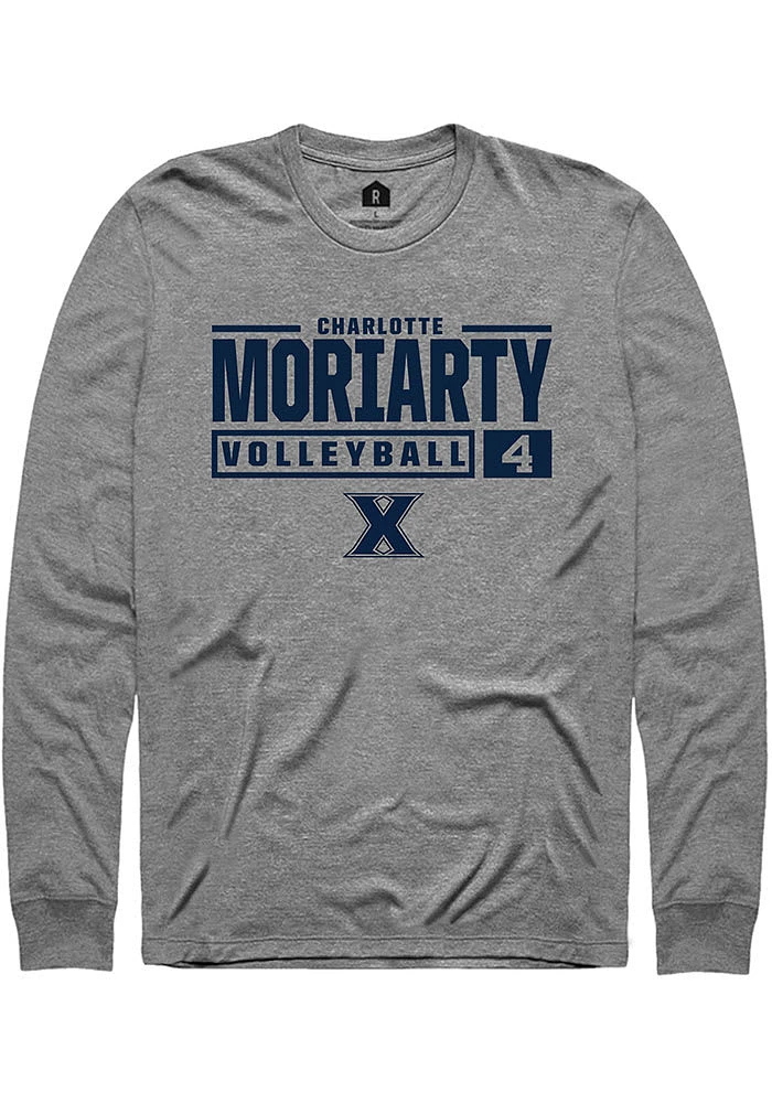 Charlotte Moriarty  Xavier Musketeers Graphite Rally NIL Stacked Box Long Sleeve T Shirt