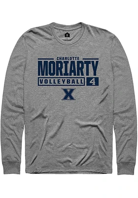 Charlotte Moriarty  Xavier Musketeers Graphite Rally NIL Stacked Box Long Sleeve T Shirt