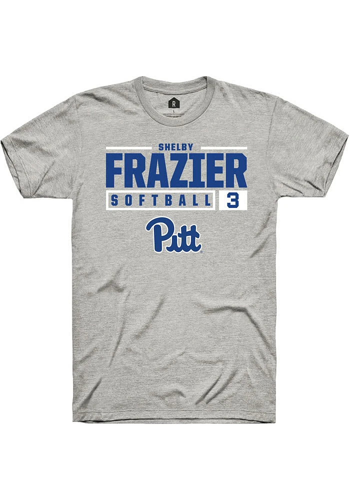Shelby Frazier Pitt Panthers Ash Rally NIL Stacked Box Short Sleeve T Shirt
