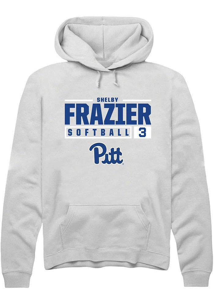 Shelby Frazier Rally Pitt Panthers Mens NIL Stacked Box Long Sleeve Hoodie