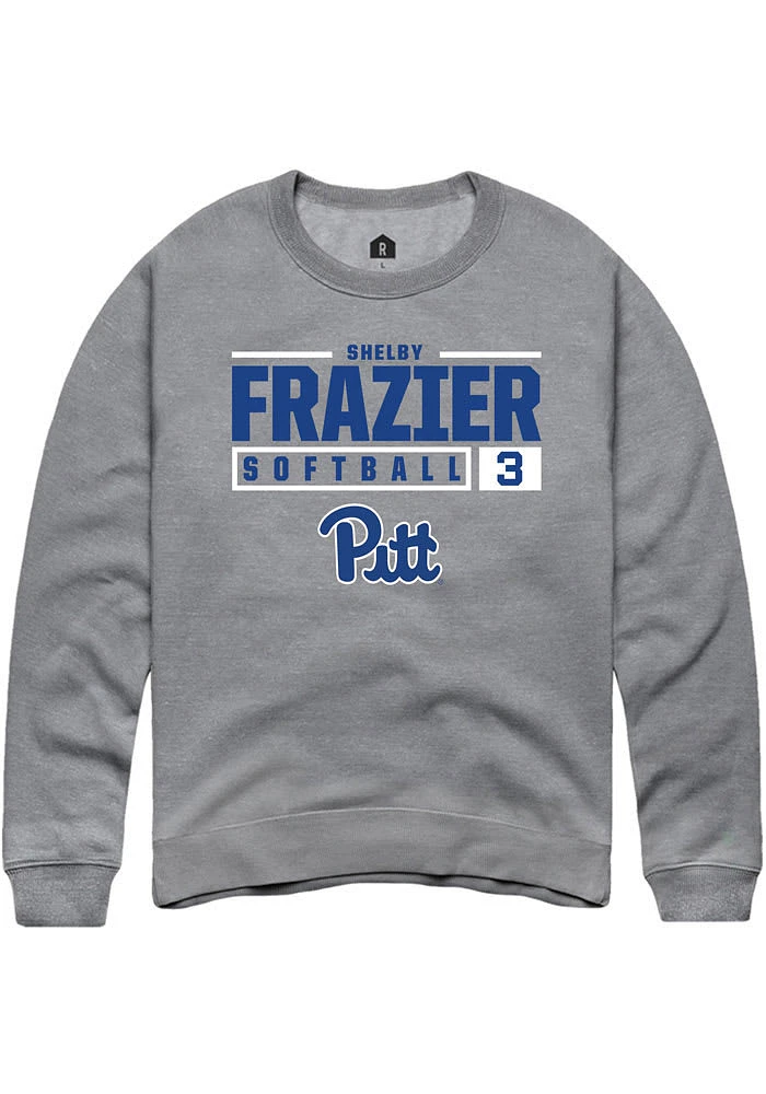 Shelby Frazier Rally Pitt Panthers Mens Graphite NIL Stacked Box Long Sleeve Crew Sweatshirt