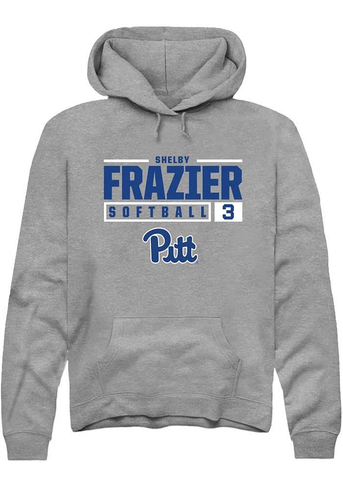 Shelby Frazier Rally Pitt Panthers Mens Graphite NIL Stacked Box Long Sleeve Hoodie