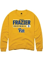 Shelby Frazier  Rally Pitt Panthers Mens Gold NIL Stacked Box Long Sleeve Crew Sweatshirt