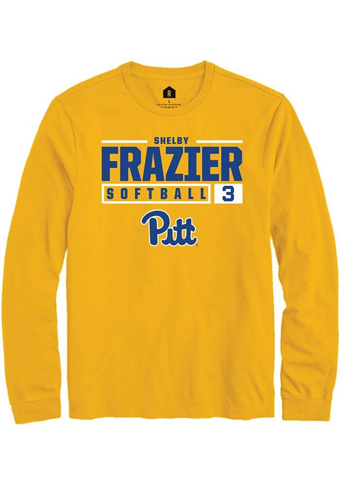 Shelby Frazier Pitt Panthers Gold Rally NIL Stacked Box Long Sleeve T Shirt