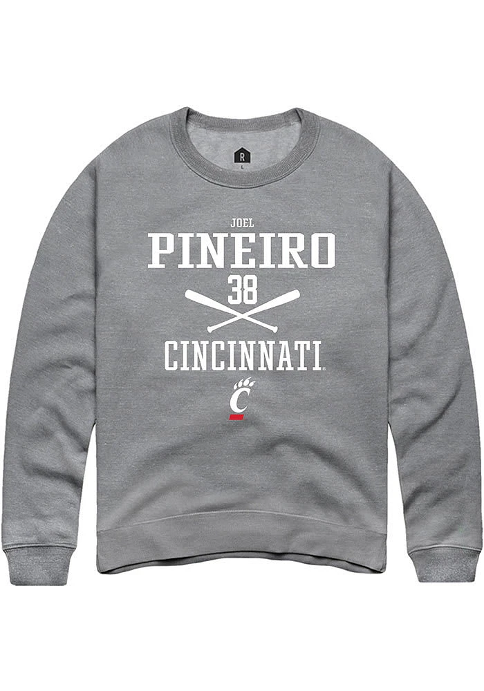 Joel Pineiro Rally Cincinnati Bearcats Mens Graphite NIL Sport Icon Long Sleeve Crew Sweatshirt