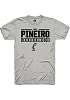 Joel Pineiro  Cincinnati Bearcats Ash Rally NIL Stacked Box Short Sleeve T Shirt
