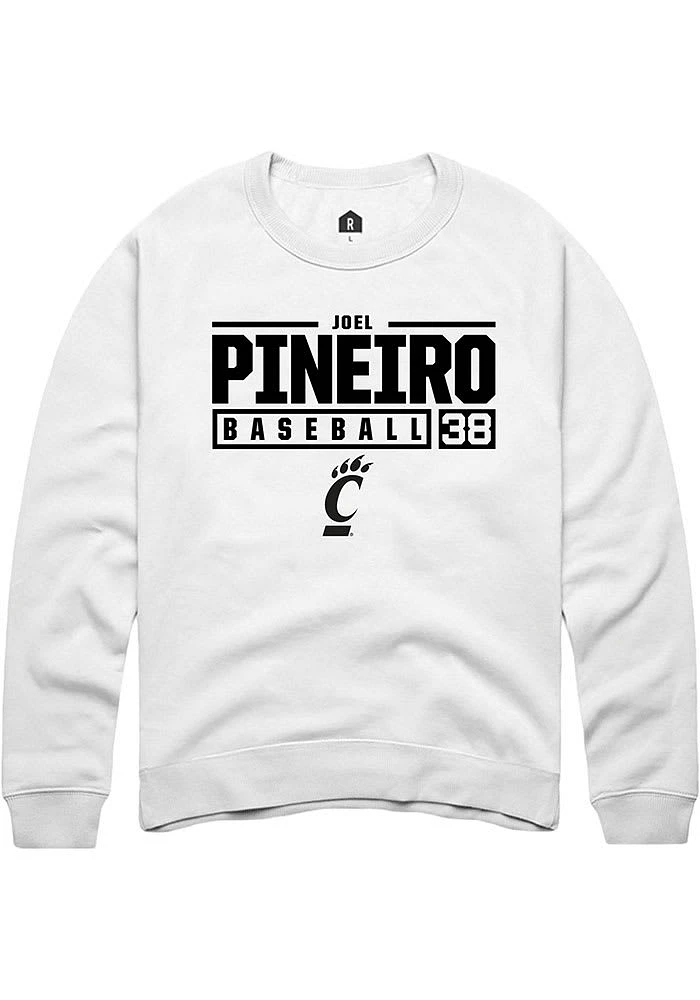 Joel Pineiro Rally Cincinnati Bearcats Mens NIL Stacked Box Long Sleeve Crew Sweatshirt