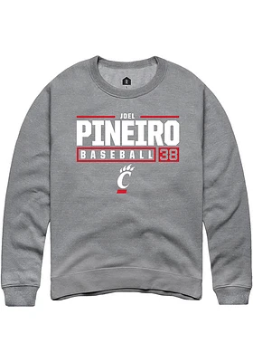 Joel Pineiro  Rally Cincinnati Bearcats Mens Graphite NIL Stacked Box Long Sleeve Crew Sweatshirt