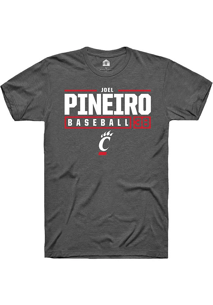 Joel Pineiro Cincinnati Bearcats Dark Grey Rally NIL Stacked Box Short Sleeve T Shirt