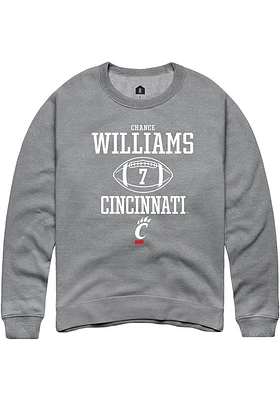 Chance Williams  Rally Cincinnati Bearcats Mens Graphite NIL Sport Icon Long Sleeve Crew Sweatsh..