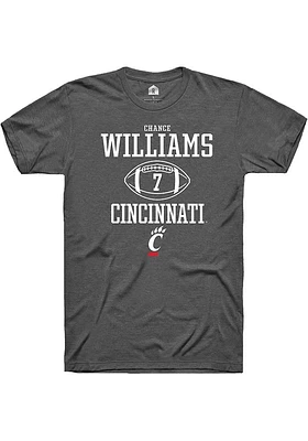 Chance Williams  Cincinnati Bearcats Dark Grey Rally NIL Sport Icon Short Sleeve T Shirt