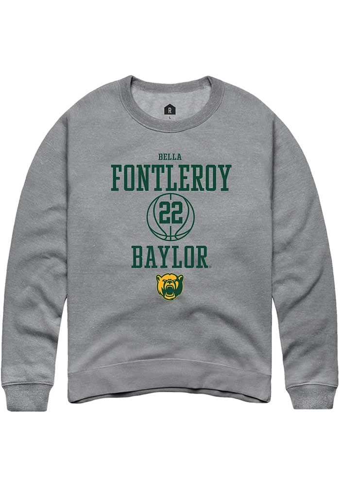 Bella Fontleroy Rally Baylor Bears Mens Graphite NIL Sport Icon Long Sleeve Crew Sweatshirt