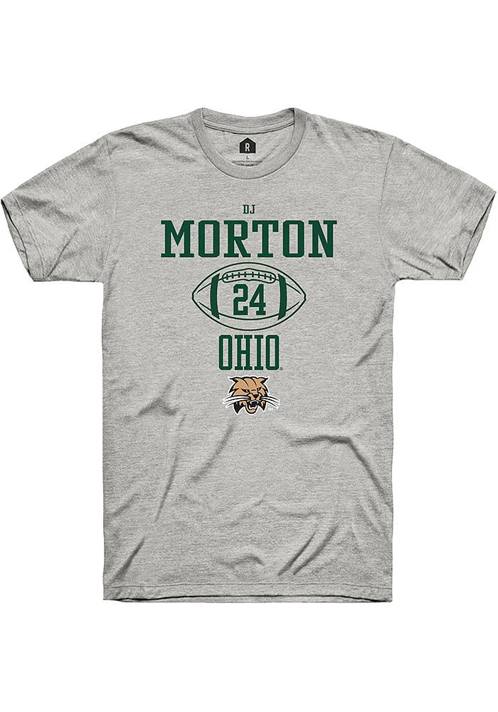 Dj Morton  Ohio Bobcats Ash Rally NIL Sport Icon Short Sleeve T Shirt