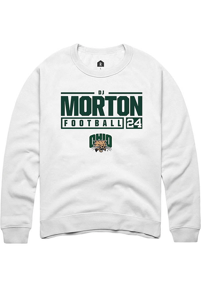 Dj Morton Rally Ohio Bobcats Mens NIL Stacked Box Long Sleeve Crew Sweatshirt