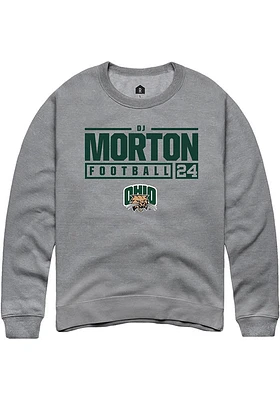 Dj Morton  Rally Ohio Bobcats Mens Graphite NIL Stacked Box Long Sleeve Crew Sweatshirt