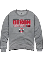 Grace Dixon  Rally Ohio State Buckeyes Mens Graphite NIL Stacked Box Long Sleeve Crew Sweatshirt