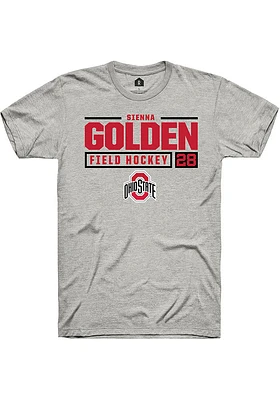 Sienna Golden  Ohio State Buckeyes Ash Rally NIL Stacked Box Short Sleeve T Shirt