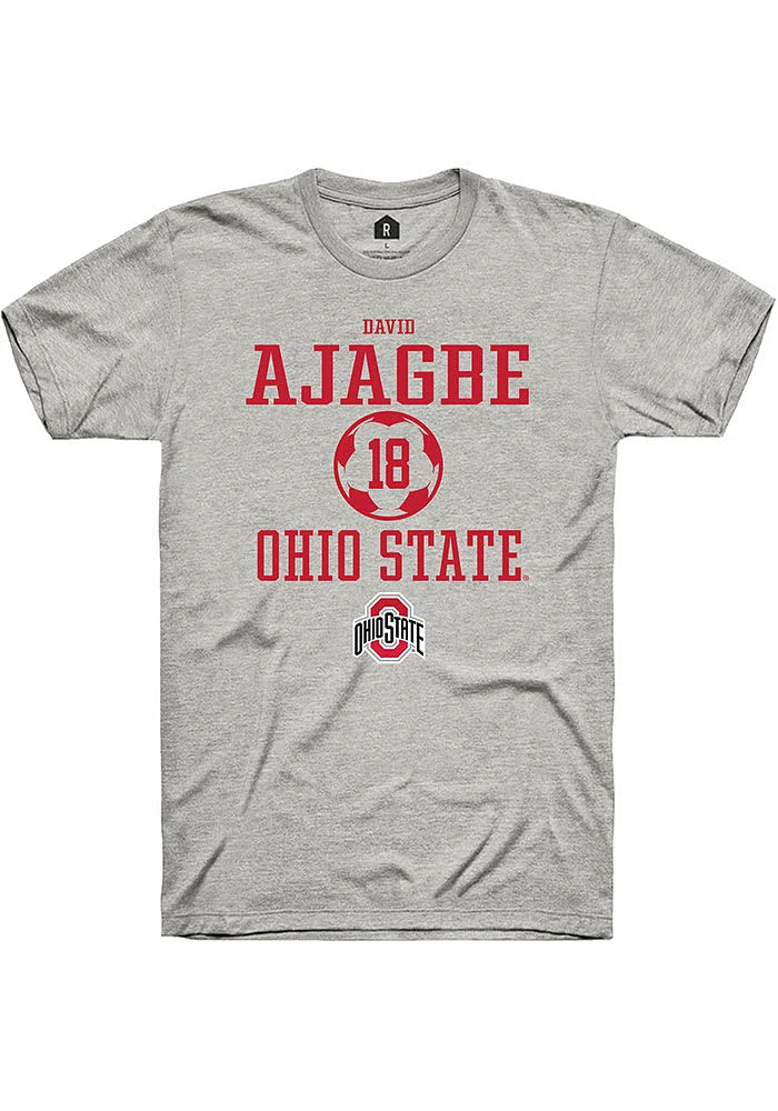 David Ajagbe  Ohio State Buckeyes Ash Rally NIL Sport Icon Short Sleeve T Shirt