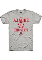 David Ajagbe  Ohio State Buckeyes Ash Rally NIL Sport Icon Short Sleeve T Shirt