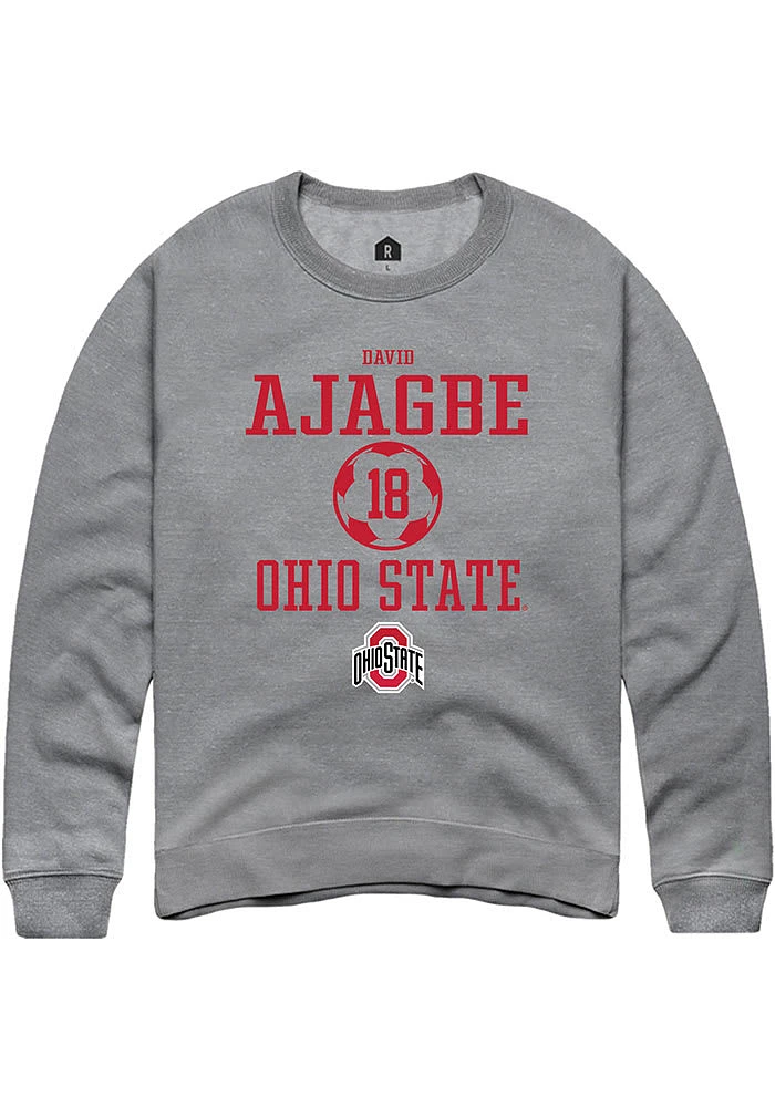 David Ajagbe  Rally Ohio State Buckeyes Mens Graphite NIL Sport Icon Long Sleeve Crew Sweatshirt