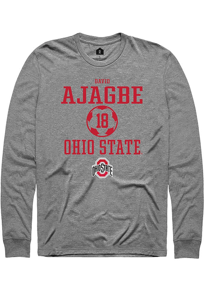 David Ajagbe  Ohio State Buckeyes Graphite Rally NIL Sport Icon Long Sleeve T Shirt