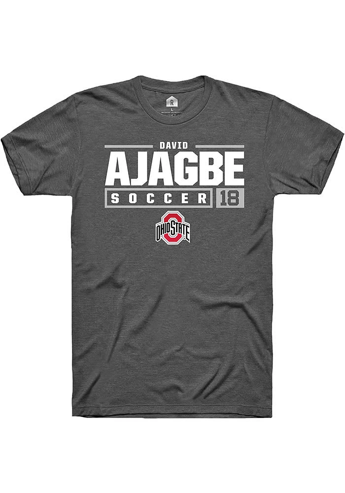 David Ajagbe  Ohio State Buckeyes Dark Grey Rally NIL Stacked Box Short Sleeve T Shirt