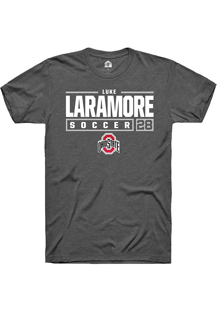 Luke Laramore  Ohio State Buckeyes Dark Grey Rally NIL Stacked Box Short Sleeve T Shirt