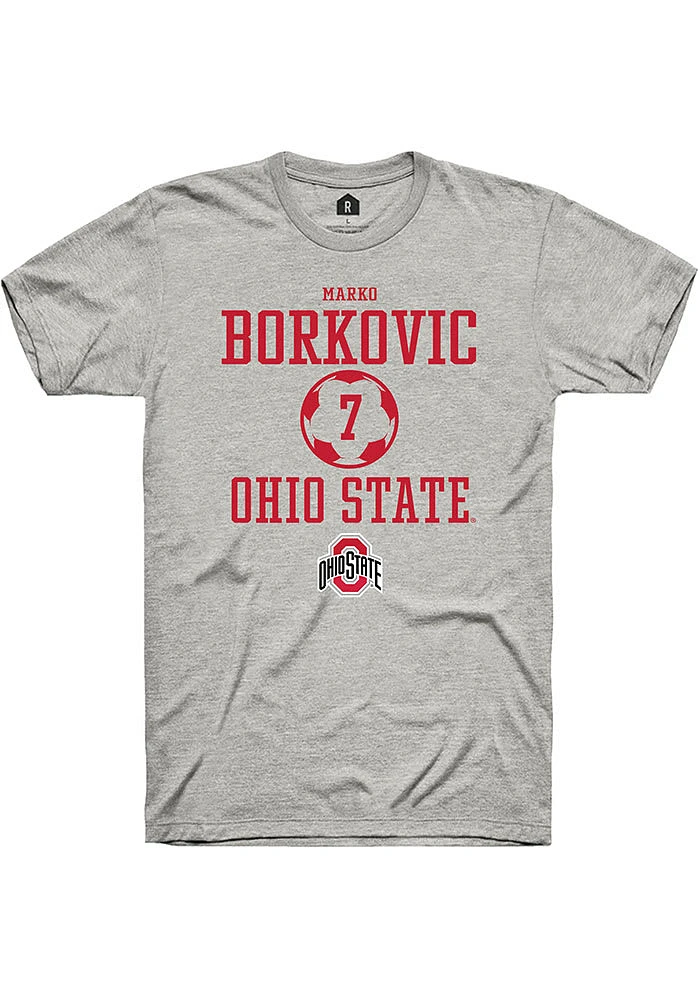 Marko Borkovic  Ohio State Buckeyes Ash Rally NIL Sport Icon Short Sleeve T Shirt