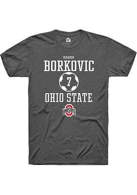 Marko Borkovic  Ohio State Buckeyes Dark Grey Rally NIL Sport Icon Short Sleeve T Shirt