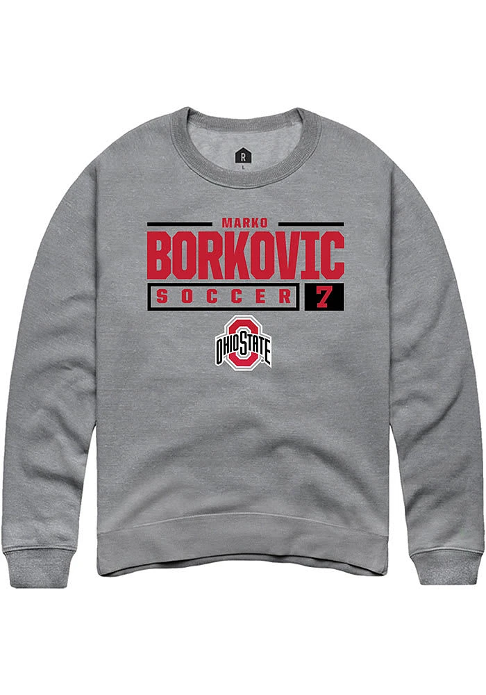 Marko Borkovic  Rally Ohio State Buckeyes Mens Graphite NIL Stacked Box Long Sleeve Crew Sweatshir..