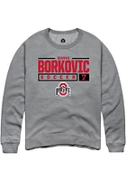 Marko Borkovic  Rally Ohio State Buckeyes Mens Graphite NIL Stacked Box Long Sleeve Crew Sweatshir..