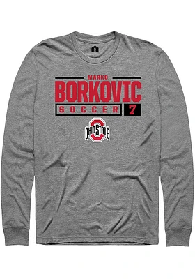 Marko Borkovic  Ohio State Buckeyes Graphite Rally NIL Stacked Box Long Sleeve T Shirt