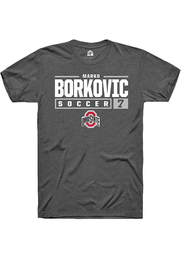 Marko Borkovic  Ohio State Buckeyes Dark Grey Rally NIL Stacked Box Short Sleeve T Shirt