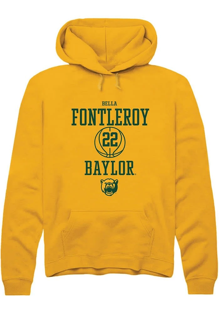Bella Fontleroy Rally Baylor Bears Mens Gold NIL Sport Icon Long Sleeve Hoodie
