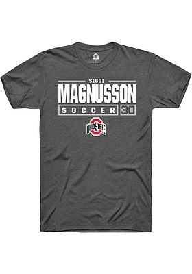 Siggi Magnusson  Ohio State Buckeyes Dark Grey Rally NIL Stacked Box Short Sleeve T Shirt