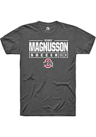 Siggi Magnusson  Ohio State Buckeyes Dark Grey Rally NIL Stacked Box Short Sleeve T Shirt