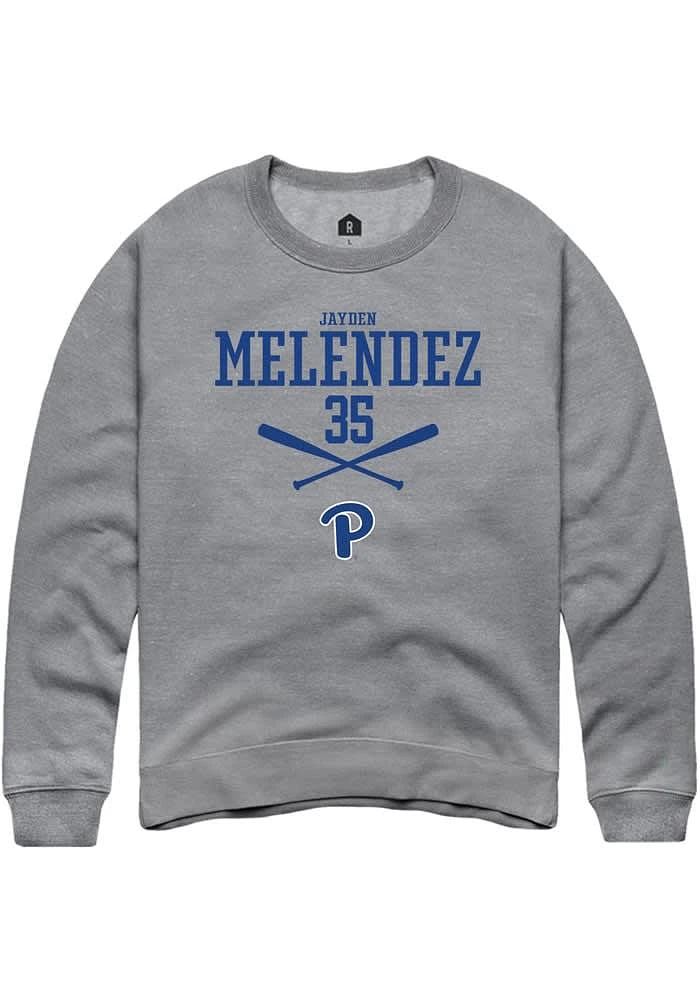 Jayden Melendez  Rally Pitt Panthers Mens Graphite NIL Sport Icon Long Sleeve Crew Sweatshirt